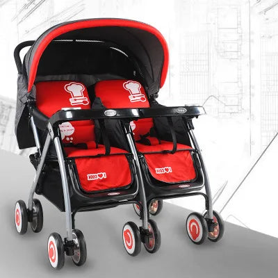 Twin Stroller Can Sit Lying Collapsible Trolley Lightweight Baby Stroller Baby Car Seat Cover