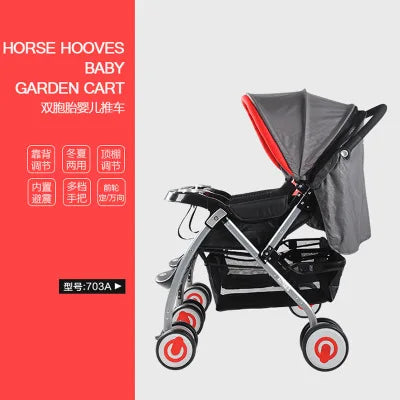 Twin Stroller Can Sit Lying Collapsible Trolley Lightweight Baby Stroller Baby Car Seat Cover