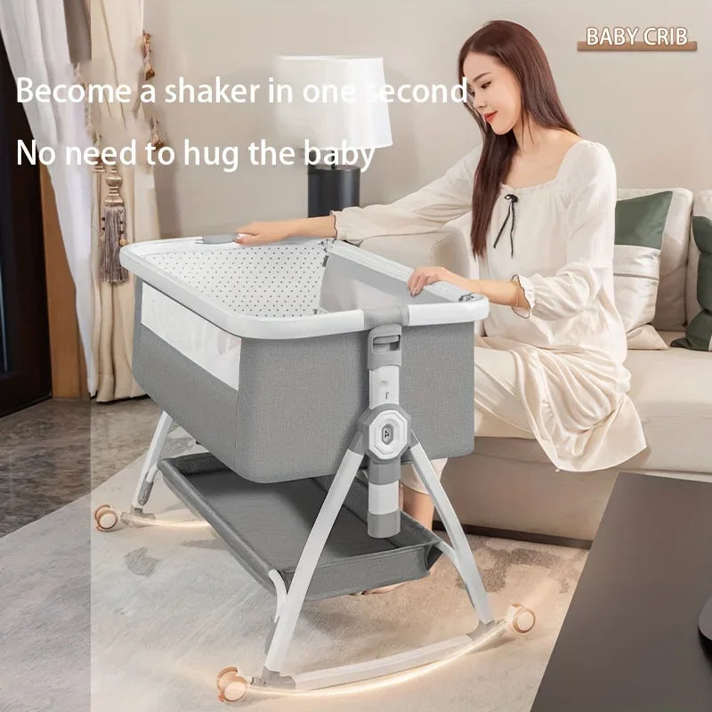 Baby rocking cradle, multifunctional, foldable, height adjustable.