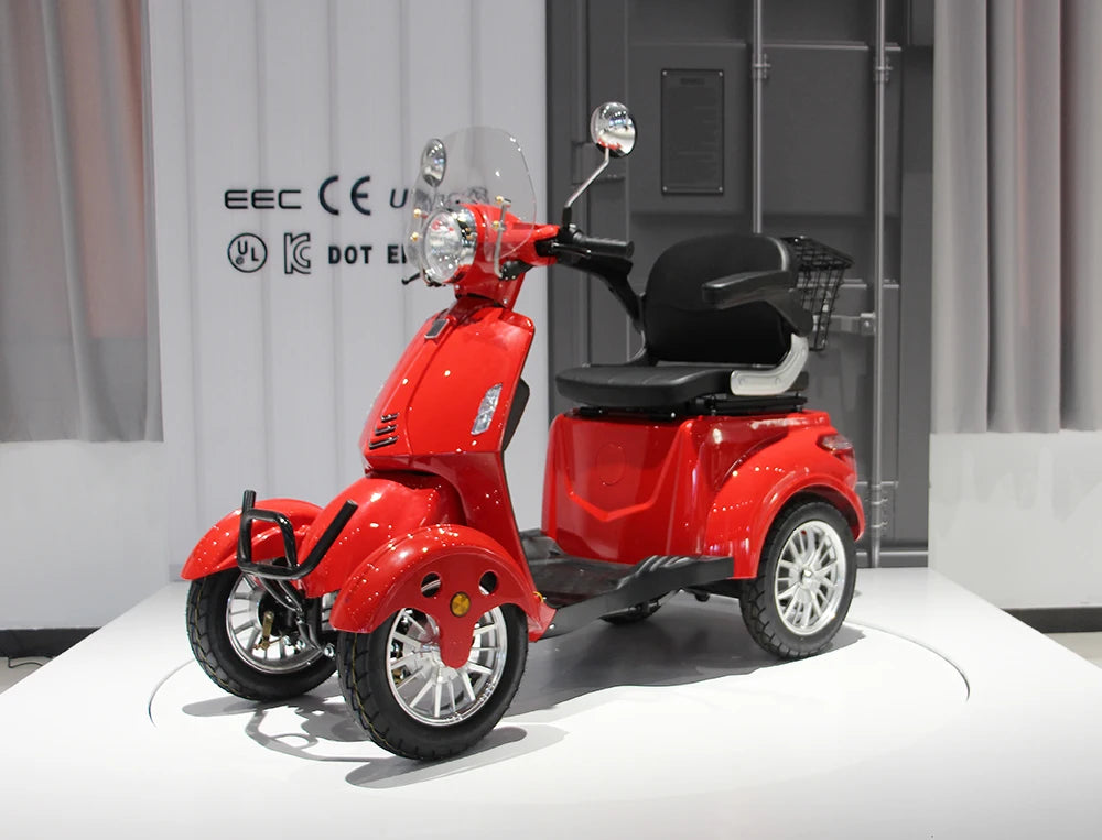 Scooter para personas mayores con certificado CE, Scooter eléctrica de cuatro ruedas para discapacitados con 2 asientos, 500w Certified.