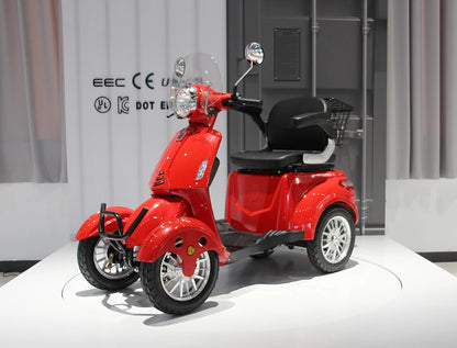 Scooter para personas mayores con certificado CE, Scooter eléctrica de cuatro ruedas para discapacitados con 2 asientos, 500w Certified.